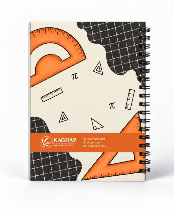 Alternative view of Geometry Orange Grid Notebook