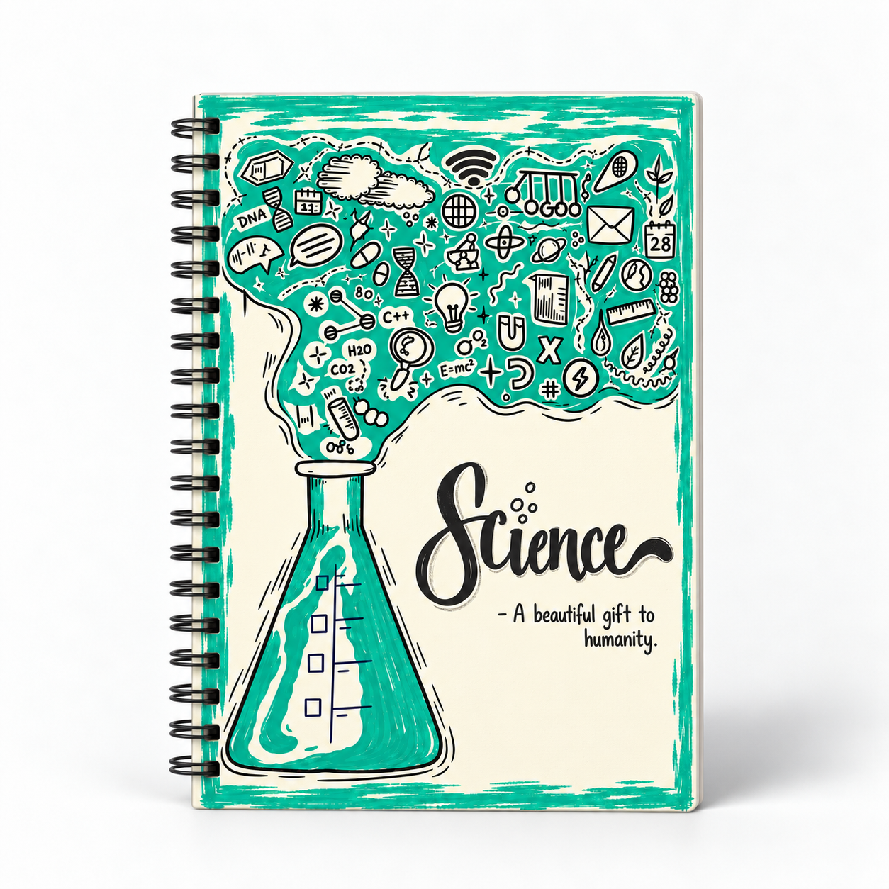 Science Teal Flask Doodle Notebook